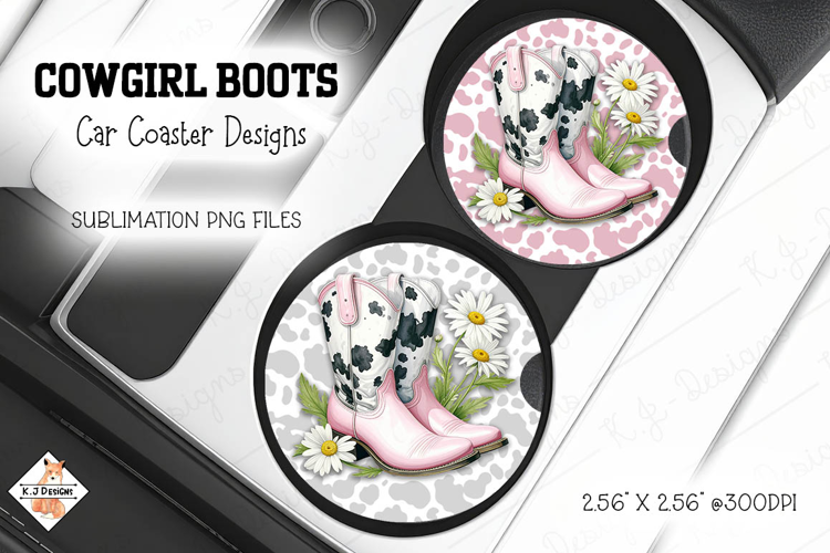 Cowgirl Boots Car Coasters | Sublimation Designs