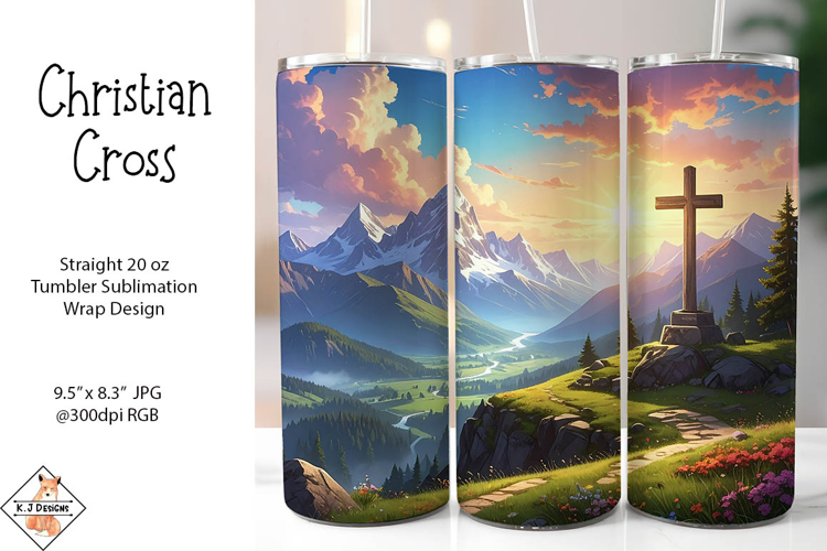 Christian Cross Sublimation Tumbler Wrap Design