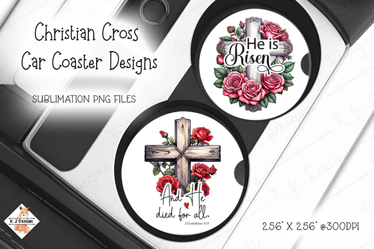 Christian Cross Car Coaster Design Sublimation