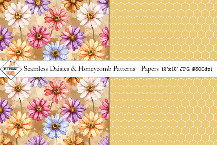 Seamless daisy and honeycomb patterns