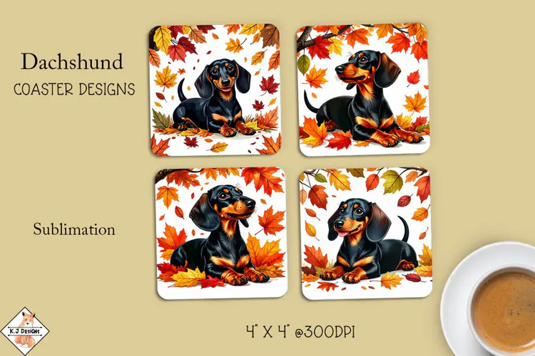 Dachshund Coaster Sublimation Designs