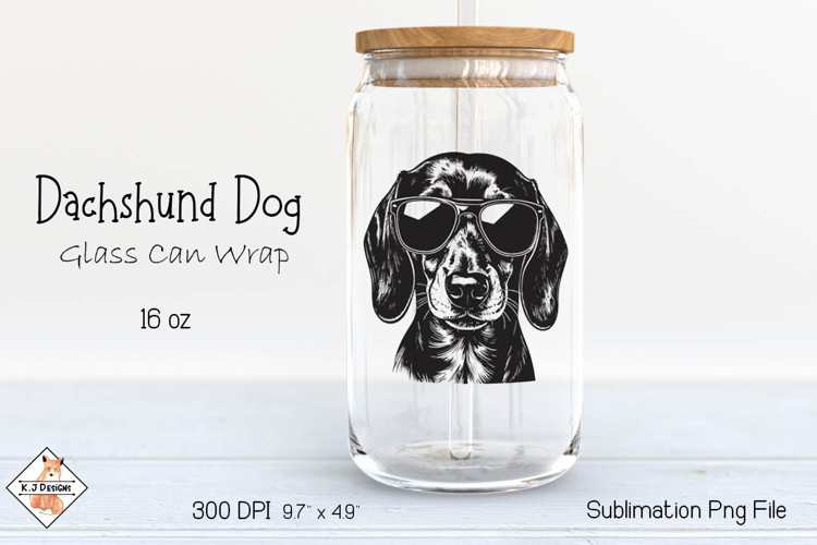Dachshund Dog Glass Can Wrap Sublimation Design