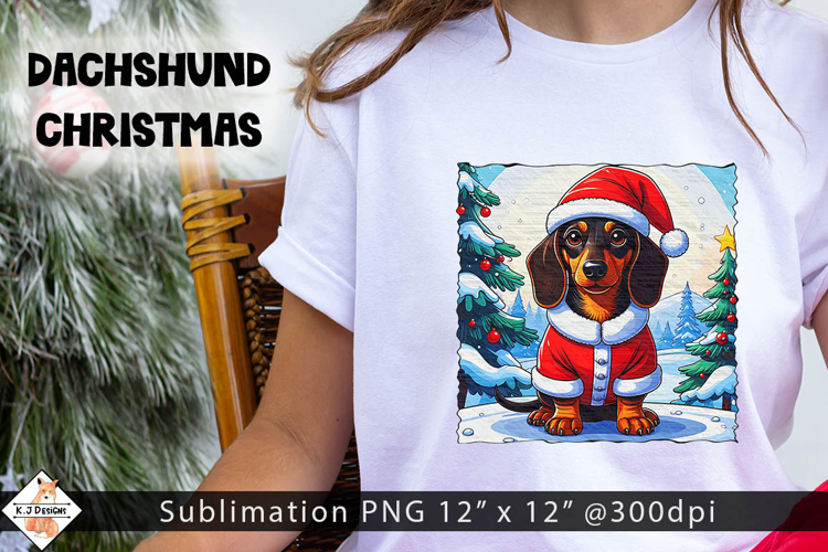 Dachshund Christmas Sublimation Design