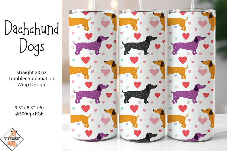 Dachshund Dogs Sublimation Tumbler Wrap Design