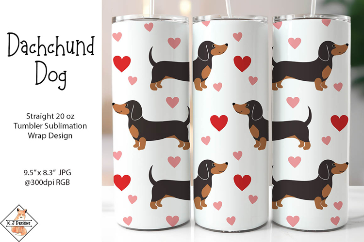 Dachshund Dog Sublimation Tumbler Wrap Design