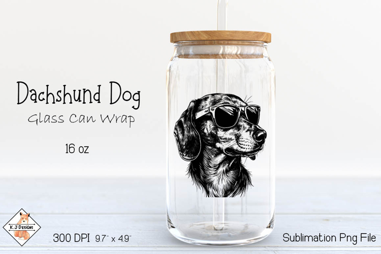 Dachshund Dog Glass Can Wrap Sublimation Design