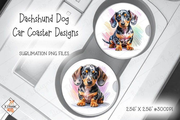 Dachshund Dog Car Coasters | Sublimation Designs