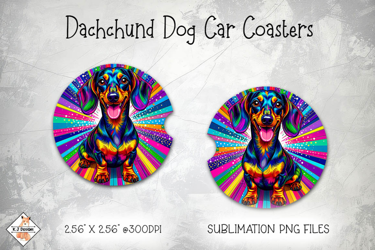 Dachshund Dog Car Coasters | Sublimation Designs