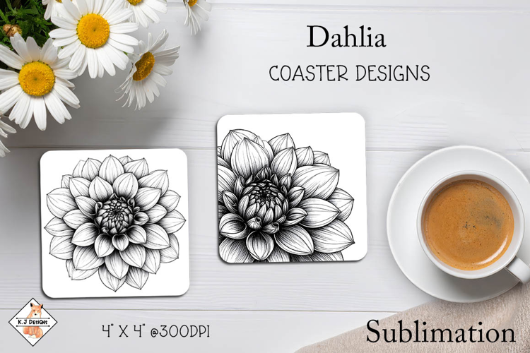 Dahlia Coasters Sublimation Designs