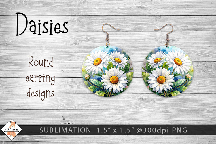Daisy Flowers Earring Sublimation Designs