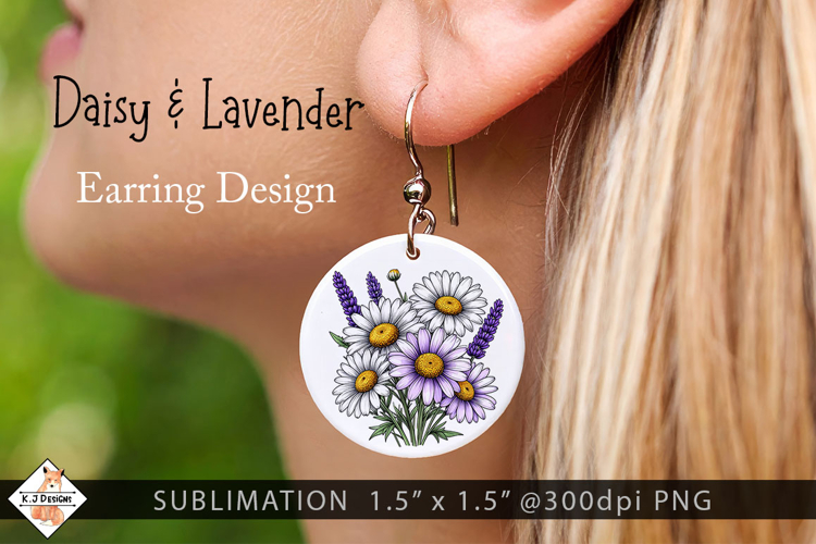 Daisy Flowers Earring Sublimation Designs