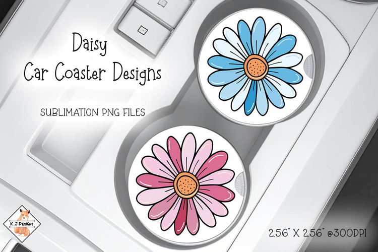 Daisy Car Coasters | Sublimation Designs