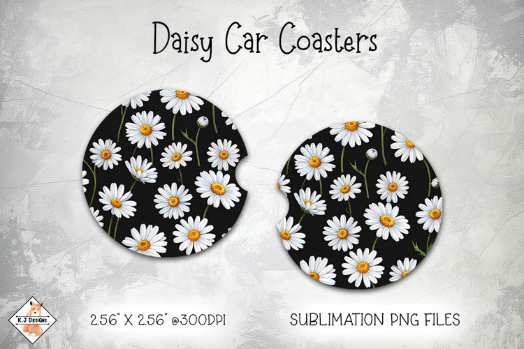 Daisy Car Coasters | Sublimation Designs