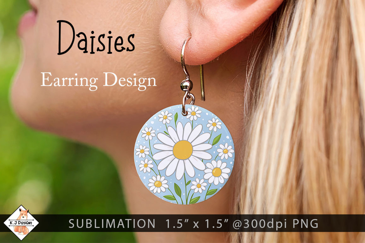 Daisy Blue Earring Sublimation Designs