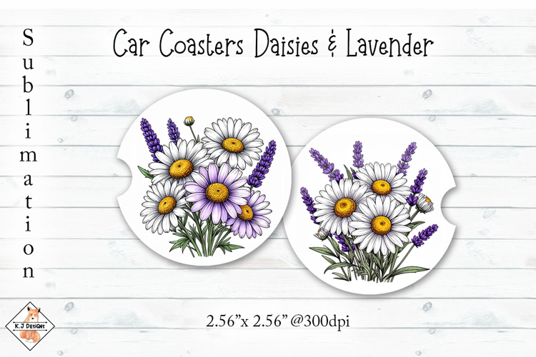 Daisy & Lavender #3 Car Coaster | Sublimation Designs
