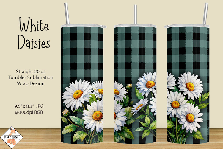White Daisies Tumbler Sublimation Wrap