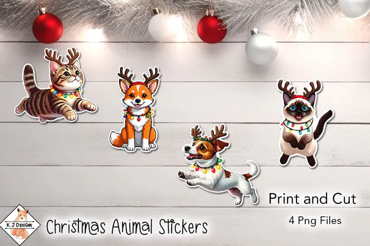 Christmas Animal Stickers | Print and Cut