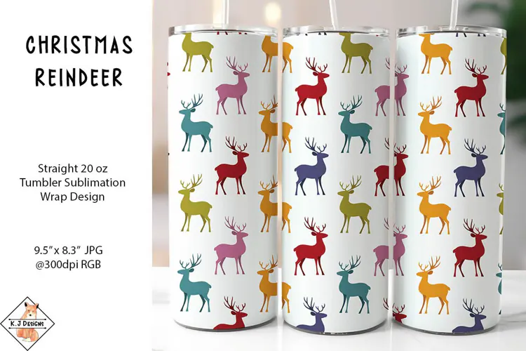 Christmas Deer Tumbler Sublimation Wrap