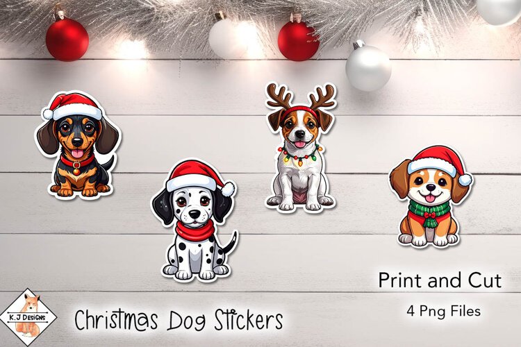 Christmas Dog Stickers | Print and Cut example image 1