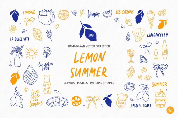 Lemon Summer Hand Drawn Collection, Citrus SVG Cut Files