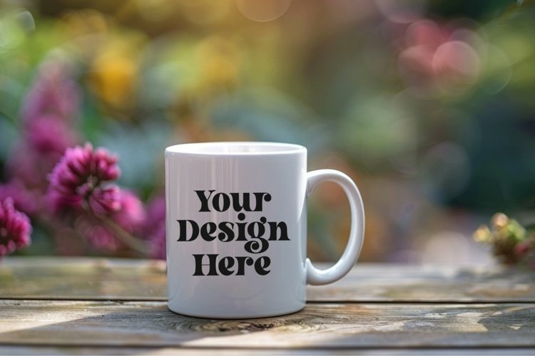 Coffee Mug Mockup Placed On A Garden