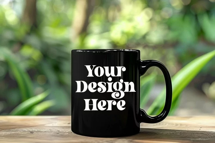 Coffee Mug Mockup Placed On A Garden
