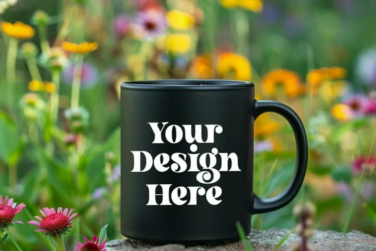 Coffee Mug Mockup Placed On A Garden