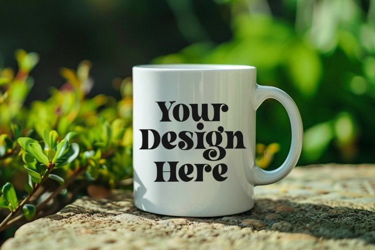 Coffee Mug Mockup Placed On A Garden