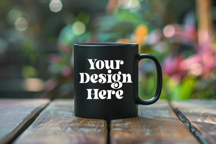 Coffee Mug Mockup Placed On A Garden