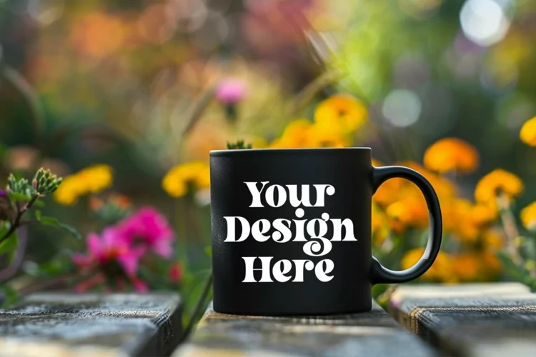 Coffee Mug Mockup Placed On A Garden