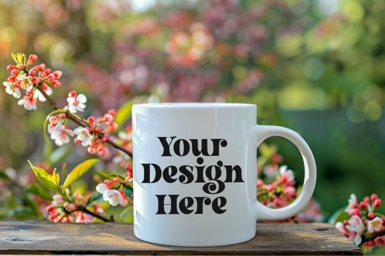 Coffee Mug Mockup Placed On A Garden