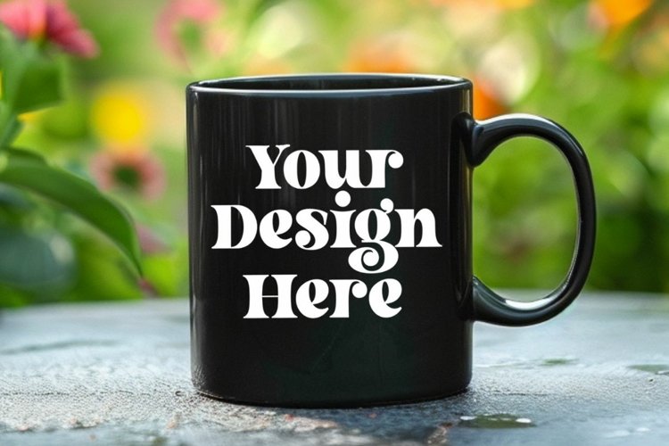 Coffee Mug Mockup Placed On A Garden