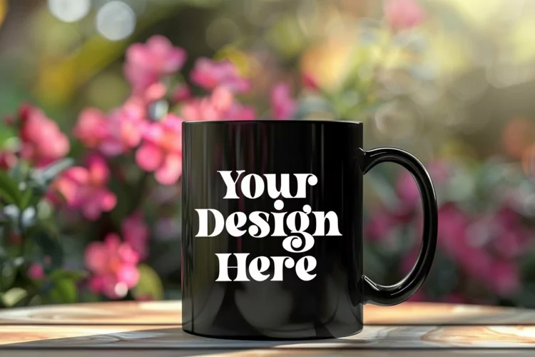 Coffee Mug Mockup Placed On A Garden