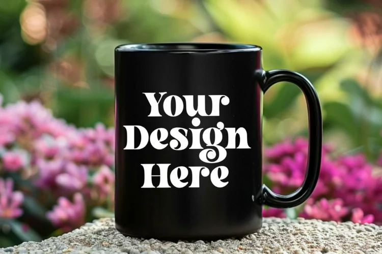 Coffee Mug Mockup Placed On A Garden