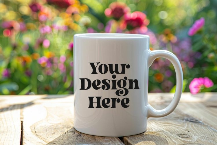Coffee Mug Mockup Placed On A Garden