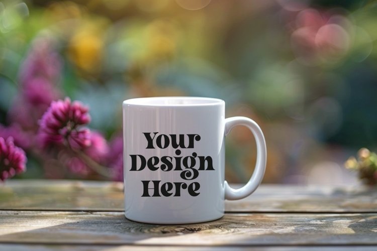 Coffee Mug Mockup Placed On A Garden
