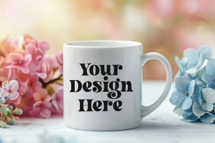 Coffee Mug Mockup Placed On A Floral