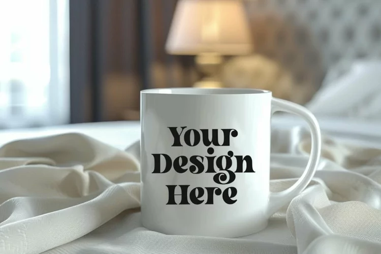 Coffee Mug Mockup Placed On A Garden