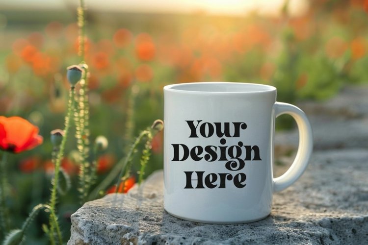 Coffee Mug Mockup Placed On A Garden example image 1