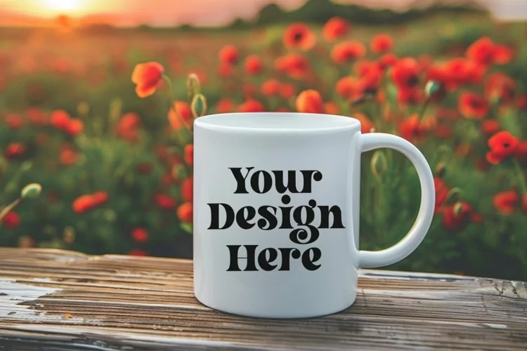 Coffee Mug Mockup Placed On A Garden
