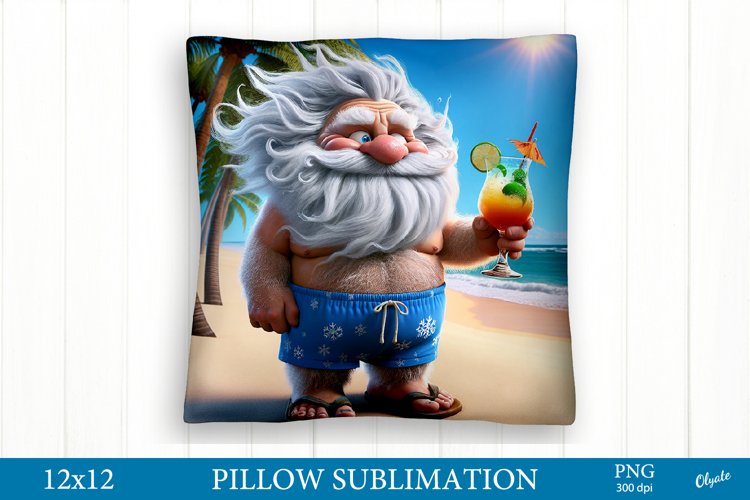 Funny Santa With a Cocktail. Pillow Case Sublimation