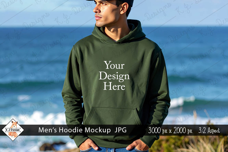 Mens Green Hoodie mockup jpg