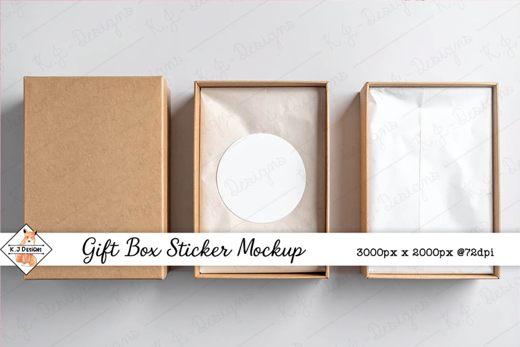 Gift Box Sticker Mockup Photo JPG | Background