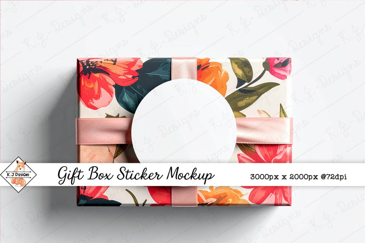 Gift Box Sticker Mockup Photo JPG | Background