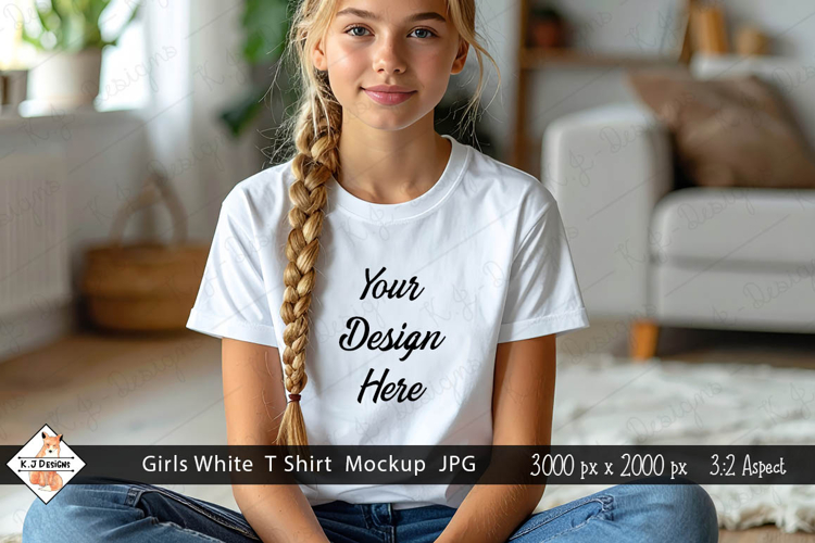 Girls White T shirt Mock Up Photo JPG | Background