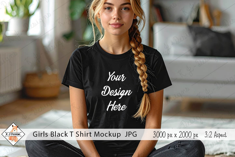 Girls Black T shirt Mock Up Photo JPG | Background
