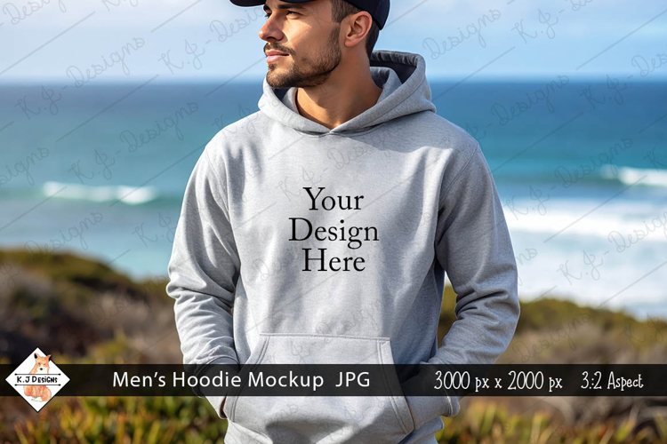 Mens Gray Hoodie mockup jpg