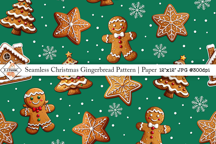 Seamless Christmas Gingerbread Pattern | Digital Paper