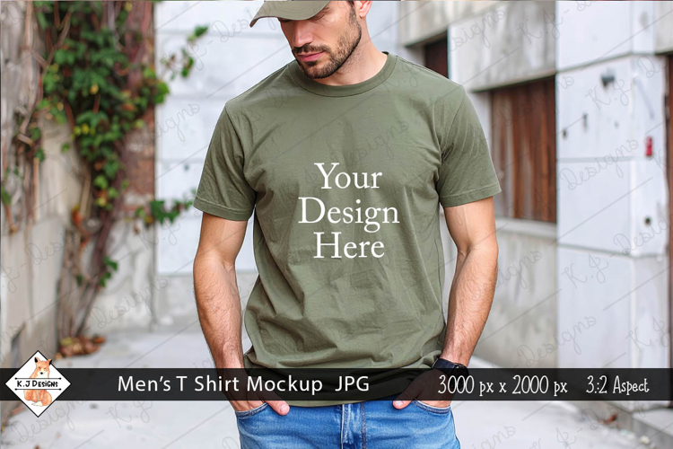 Mens Green T Shirt mockup jpg