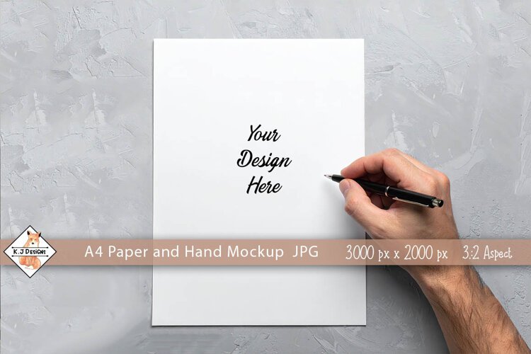 A4 Paper & Hand Mockup JPG example image 1